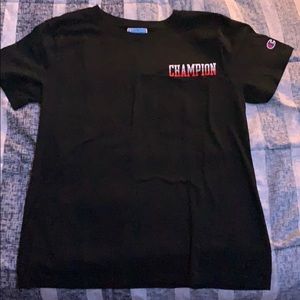 Champion T-shirt, black and logo, men’s small